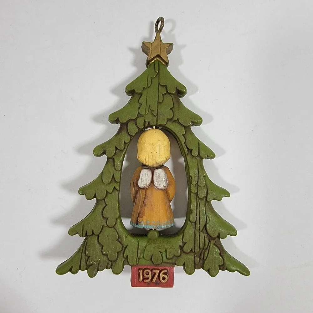 Vintage Hallmark Ornament‎ 1976 Christmas Tree Spin Angel Plastic
